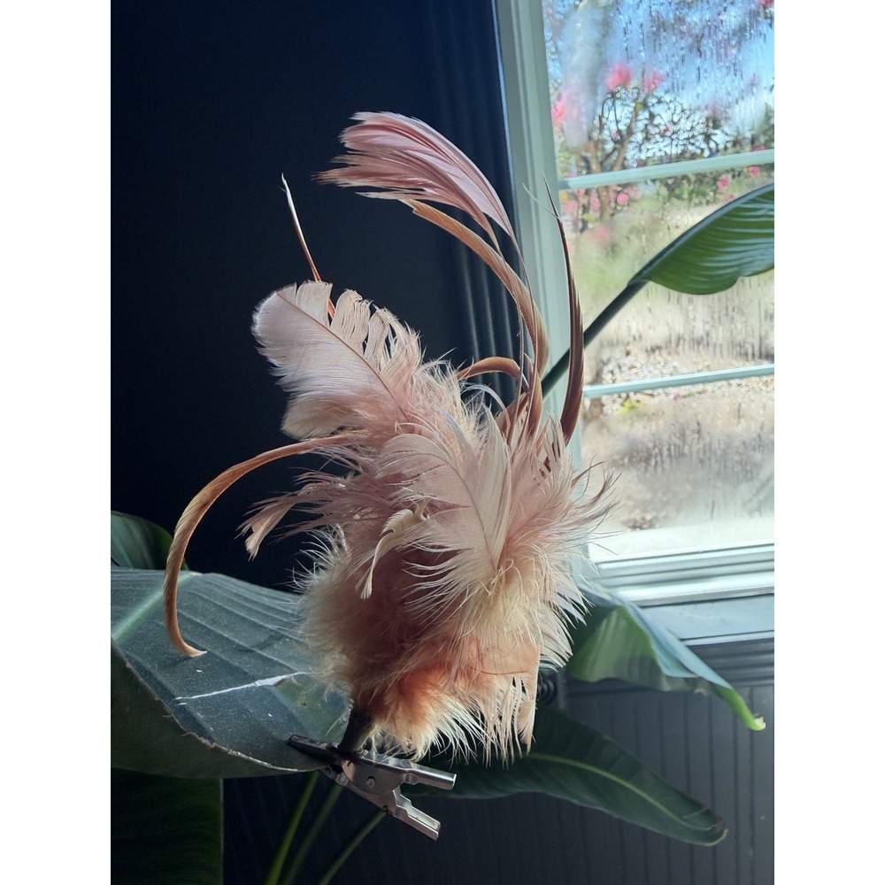 Peach Feather Fascinator Hair Clip Alligator Clip Costume Derby Flapper